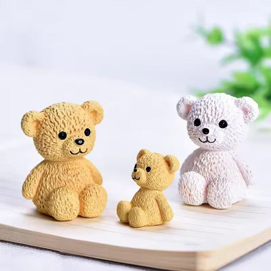 Resin Cute Little Bear Figurines Miniature Craft Fairy Garden Ornament Miniature Dollhouse Home Decoration Accessories